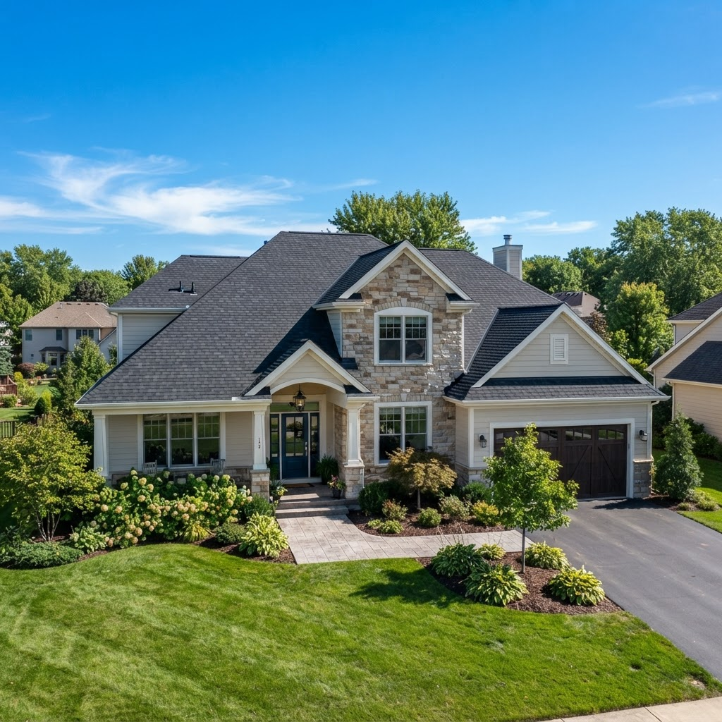 A beautiful house with a freshly completed new roof